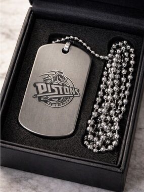 Detroit Pistons Stainless Steel Dog Tag Necklace - Gunmetal